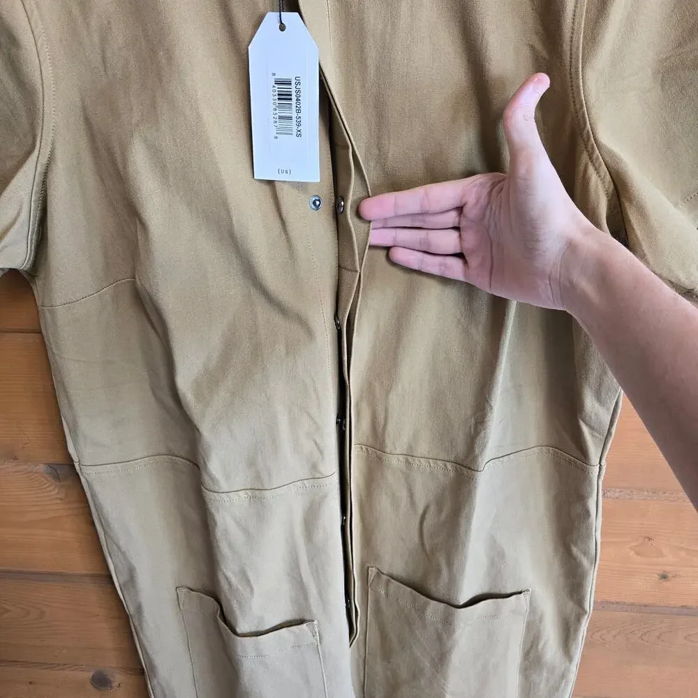 Universal Standard Jumpsuit Kate Twill Vintage Khaki NWT XS 10-12 Snap Boho Top - Picture 5 of 6
